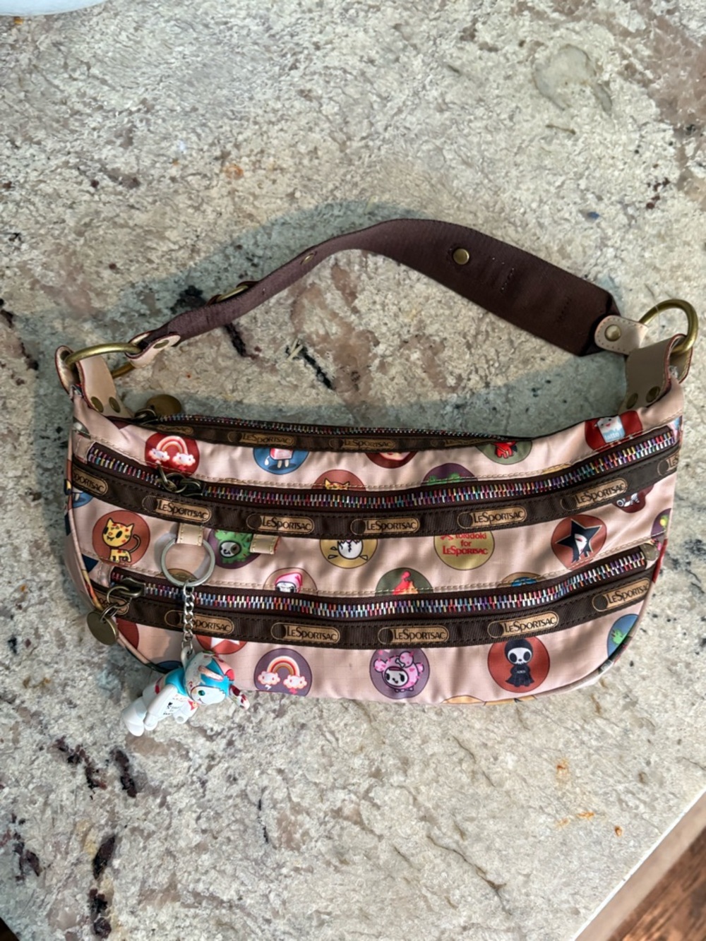 LeSportsac Pink Tokidoki Print Shoulder Patterned Vintage Bag